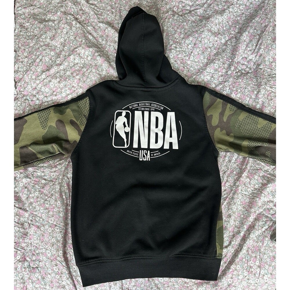 NBA Boys Youth Large (14-16) Camo Colorblock Pullover Hoodie - Black/Green - Picture 2 of 8